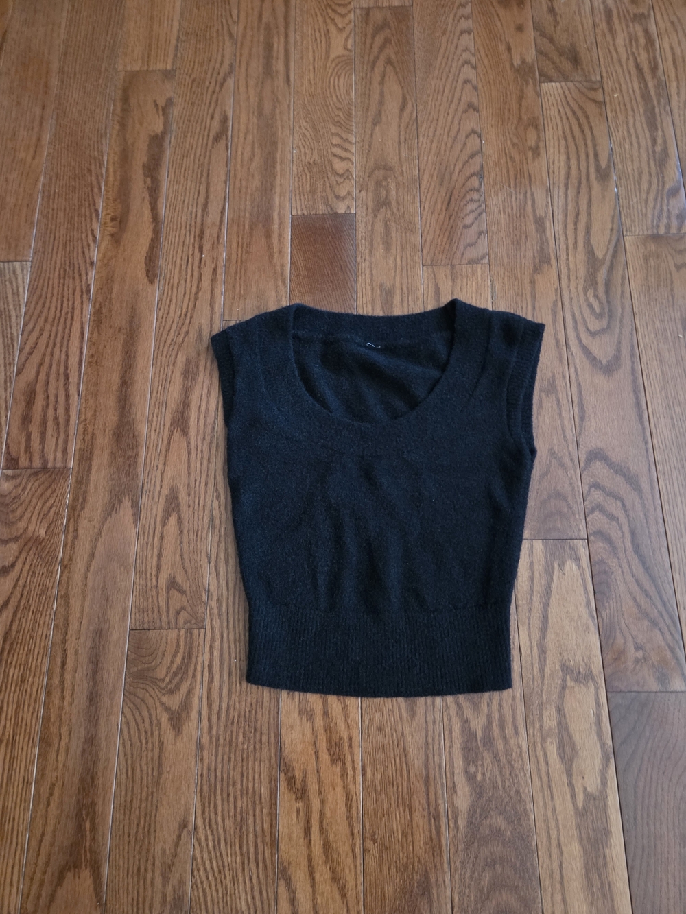 Women's Black Knit Sleeveless Vest - Classic Scoop Neck